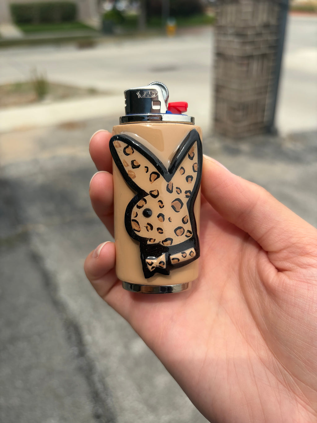 Playboy bunny cheetah print lighter case