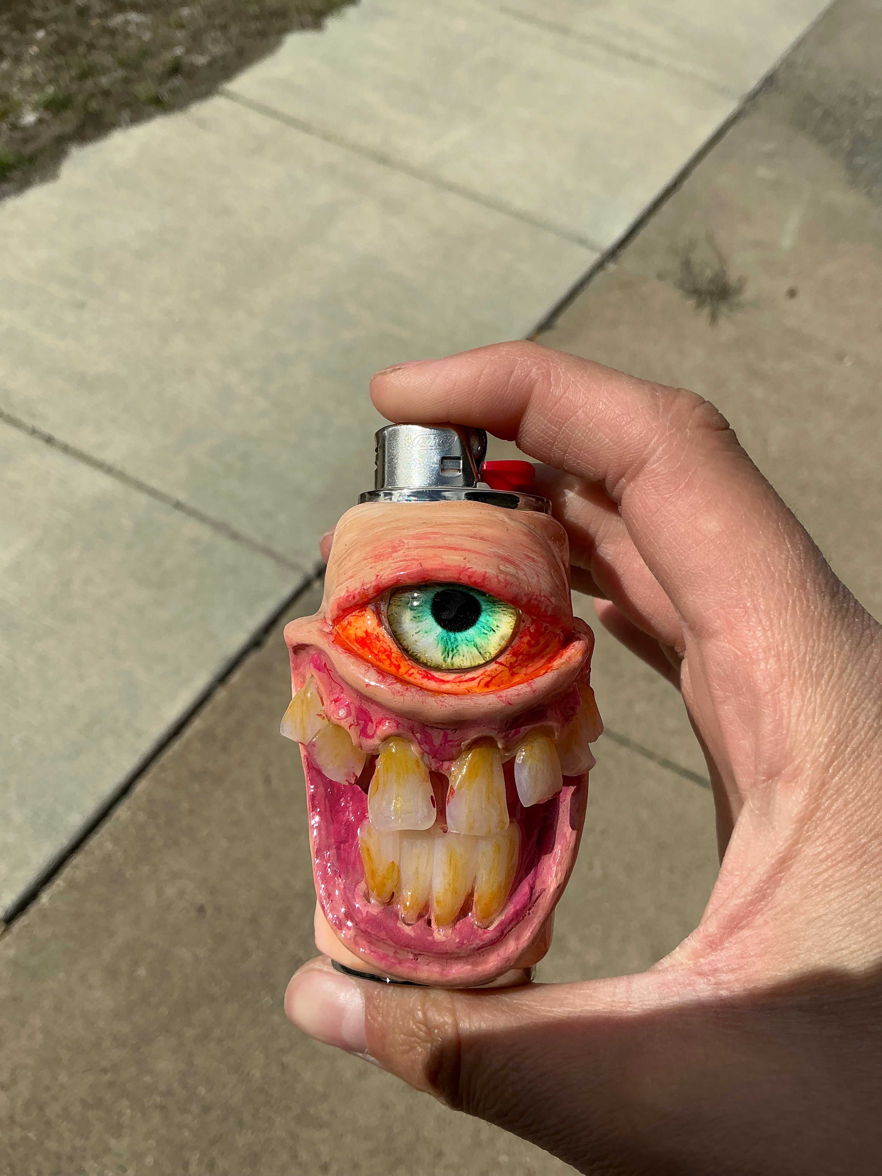 Cloudy stoned monster lighter case