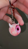 Pink sparkly devil eyeball keychain