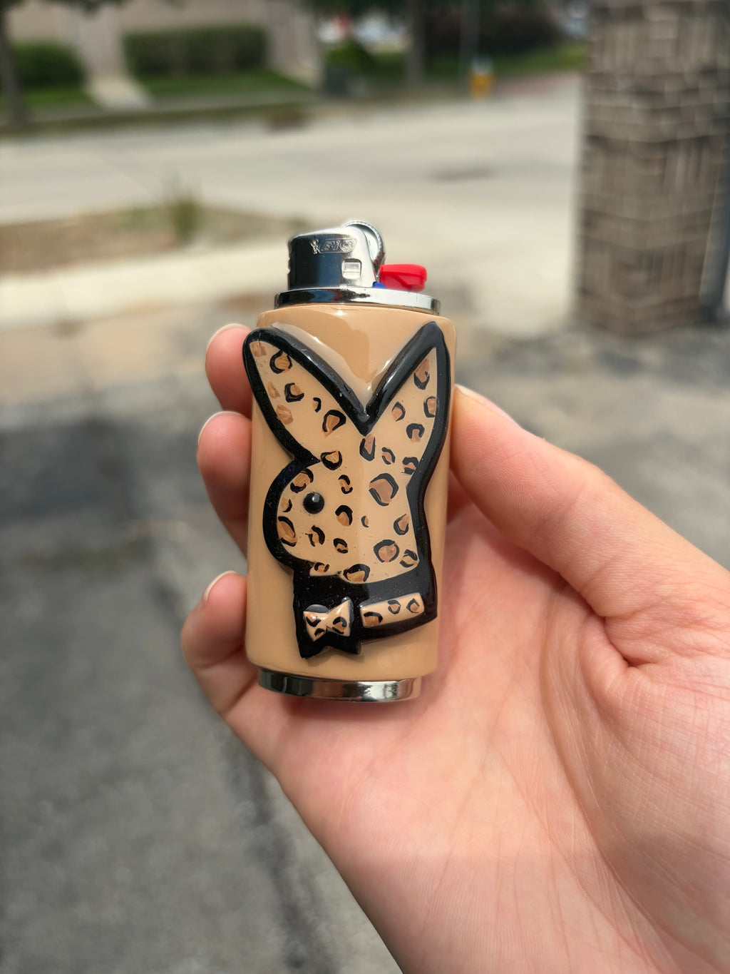 Playboy bunny cheetah print lighter case