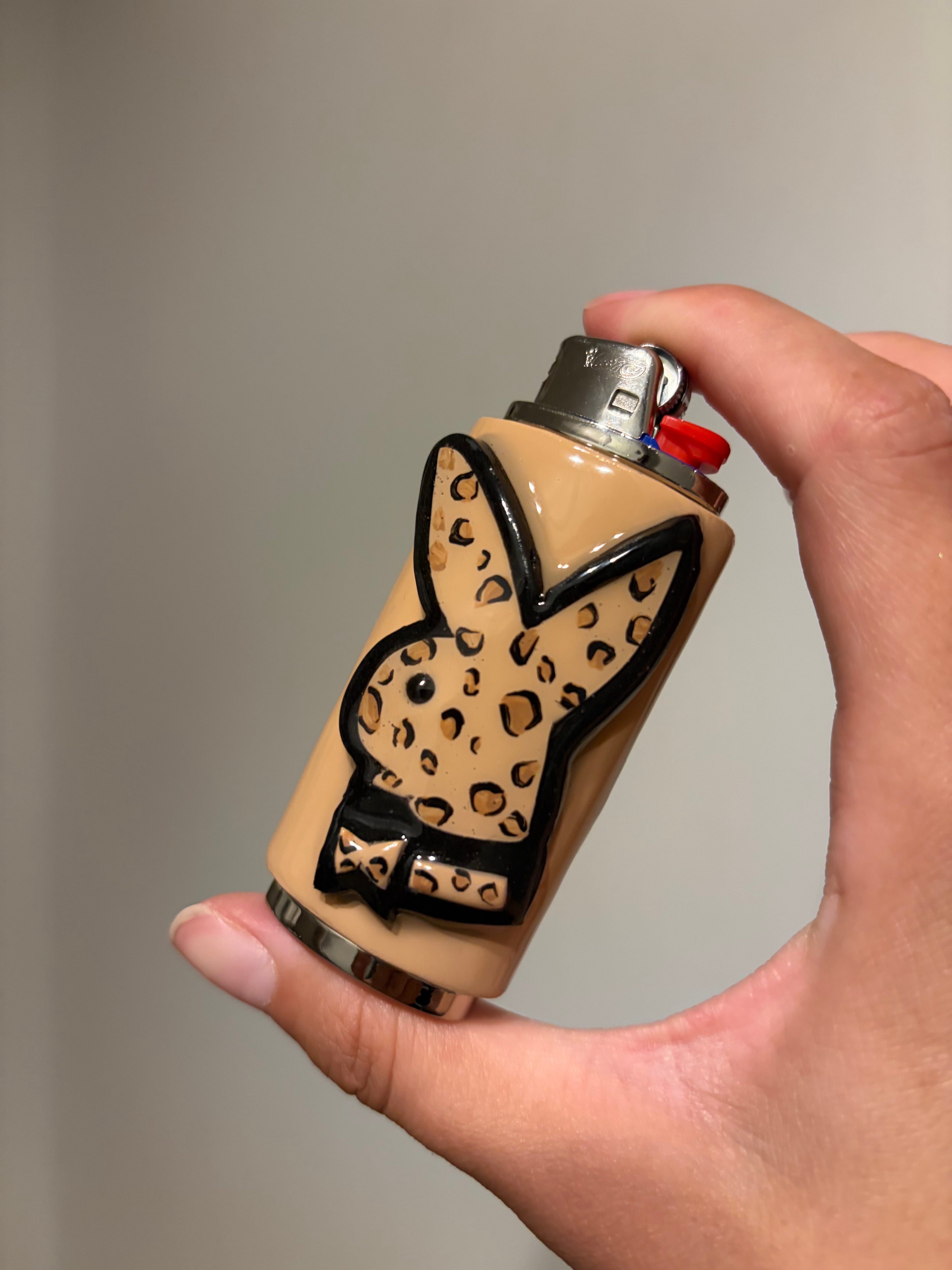 Cheetah print Playboy bunny lighter case