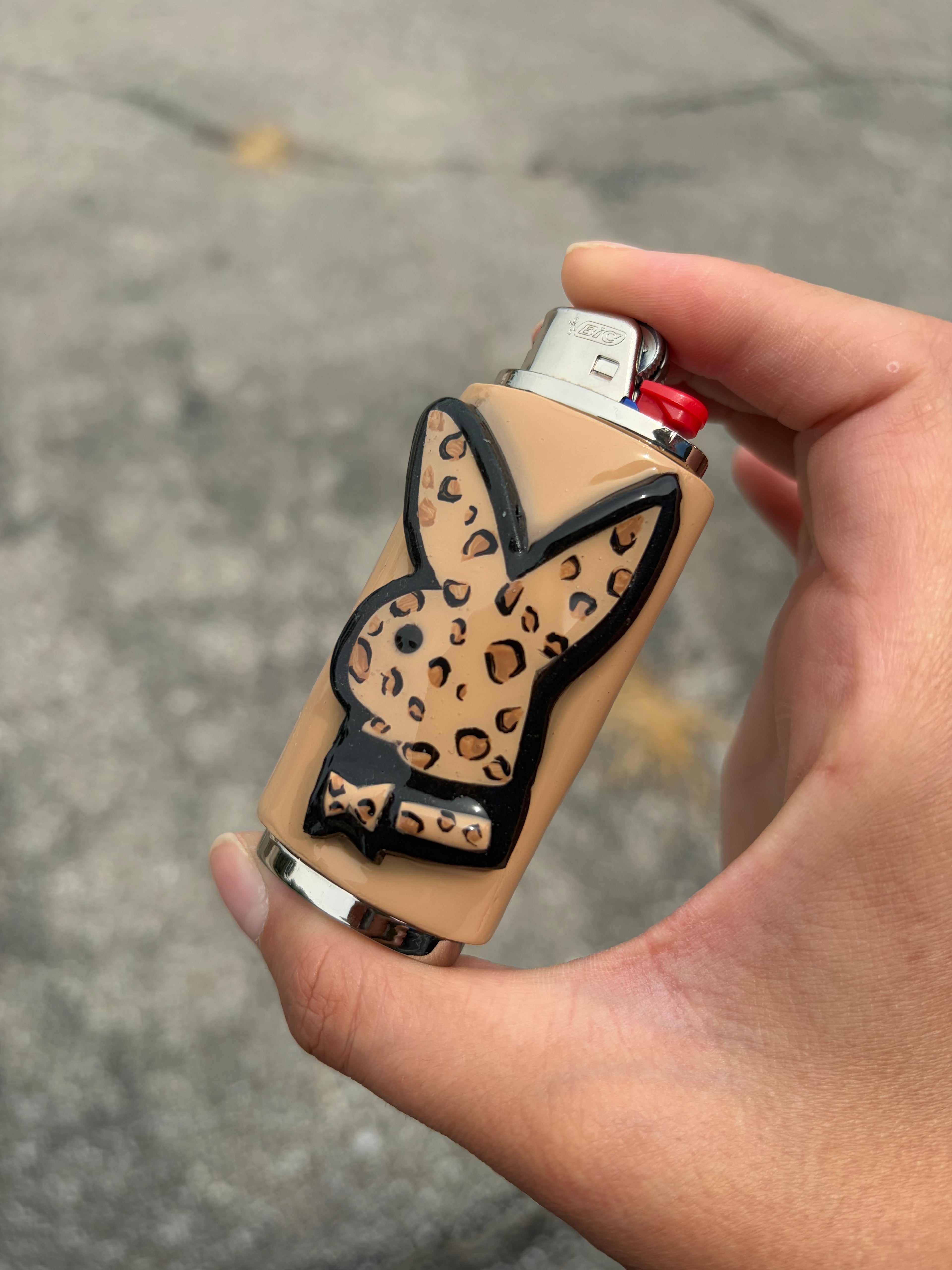Cheetah print Playboy bunny lighter case