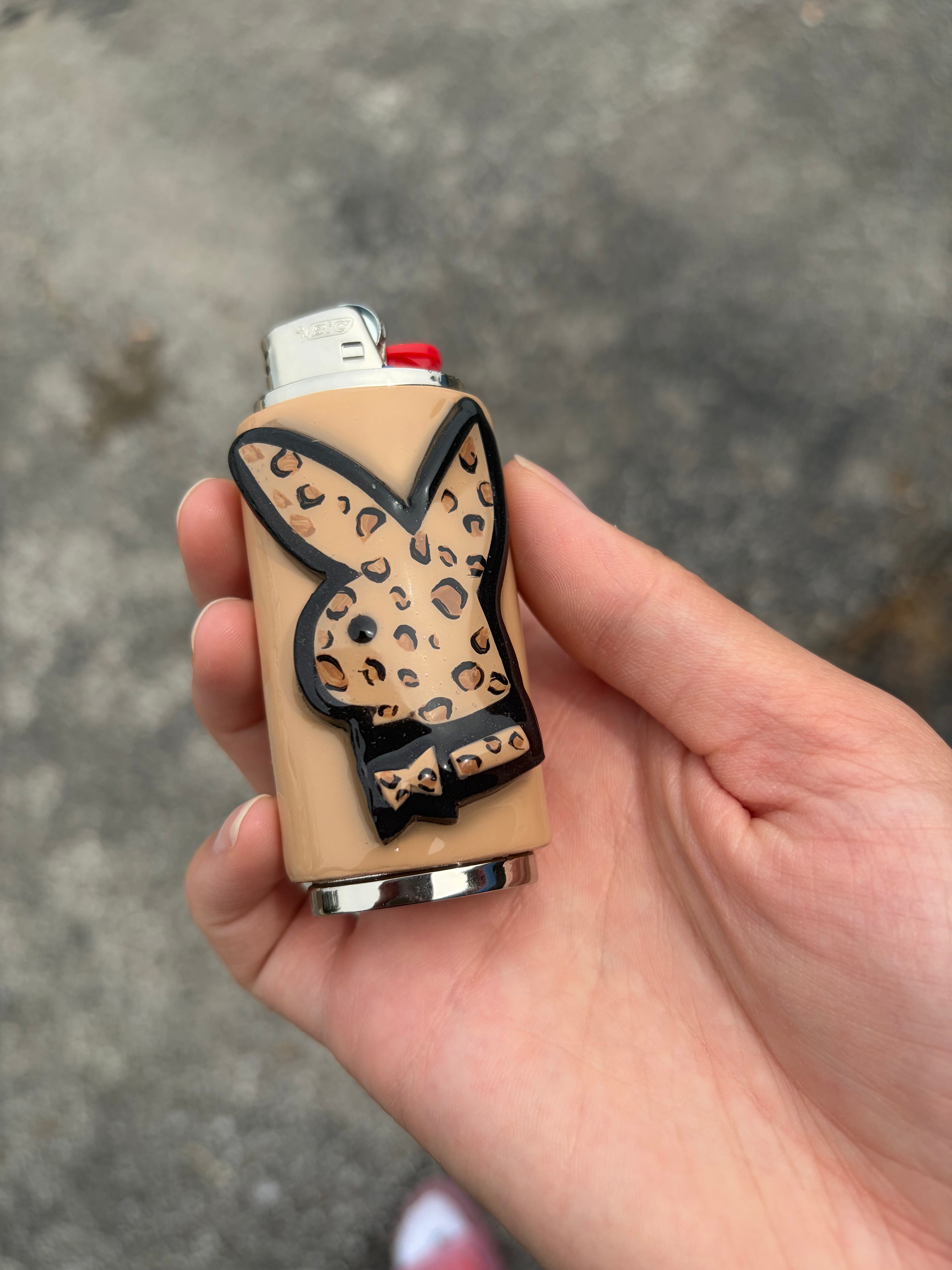 Cheetah print Playboy bunny lighter case