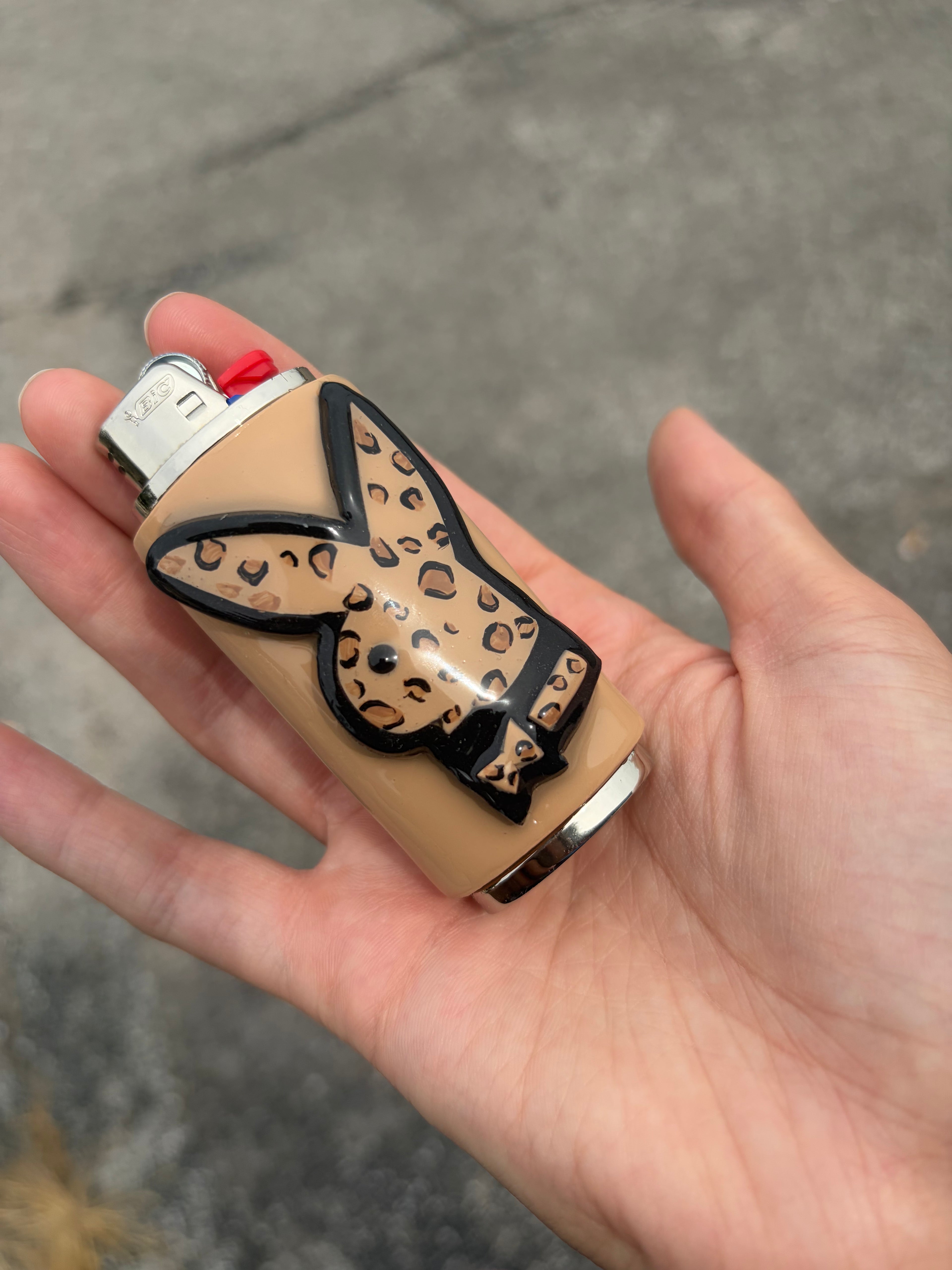 Cheetah print Playboy bunny lighter case