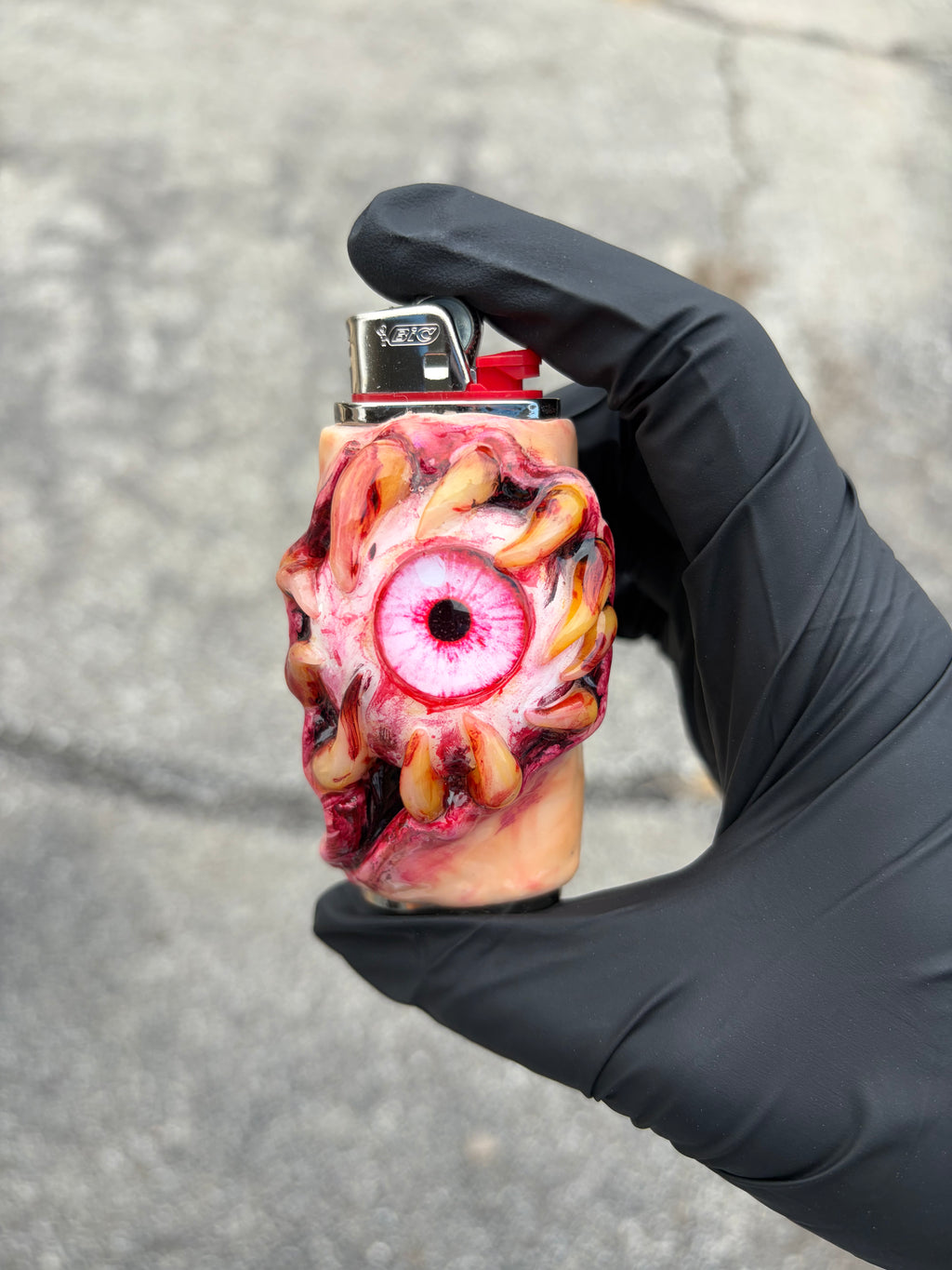 Pink teething eye ball gory lighter case