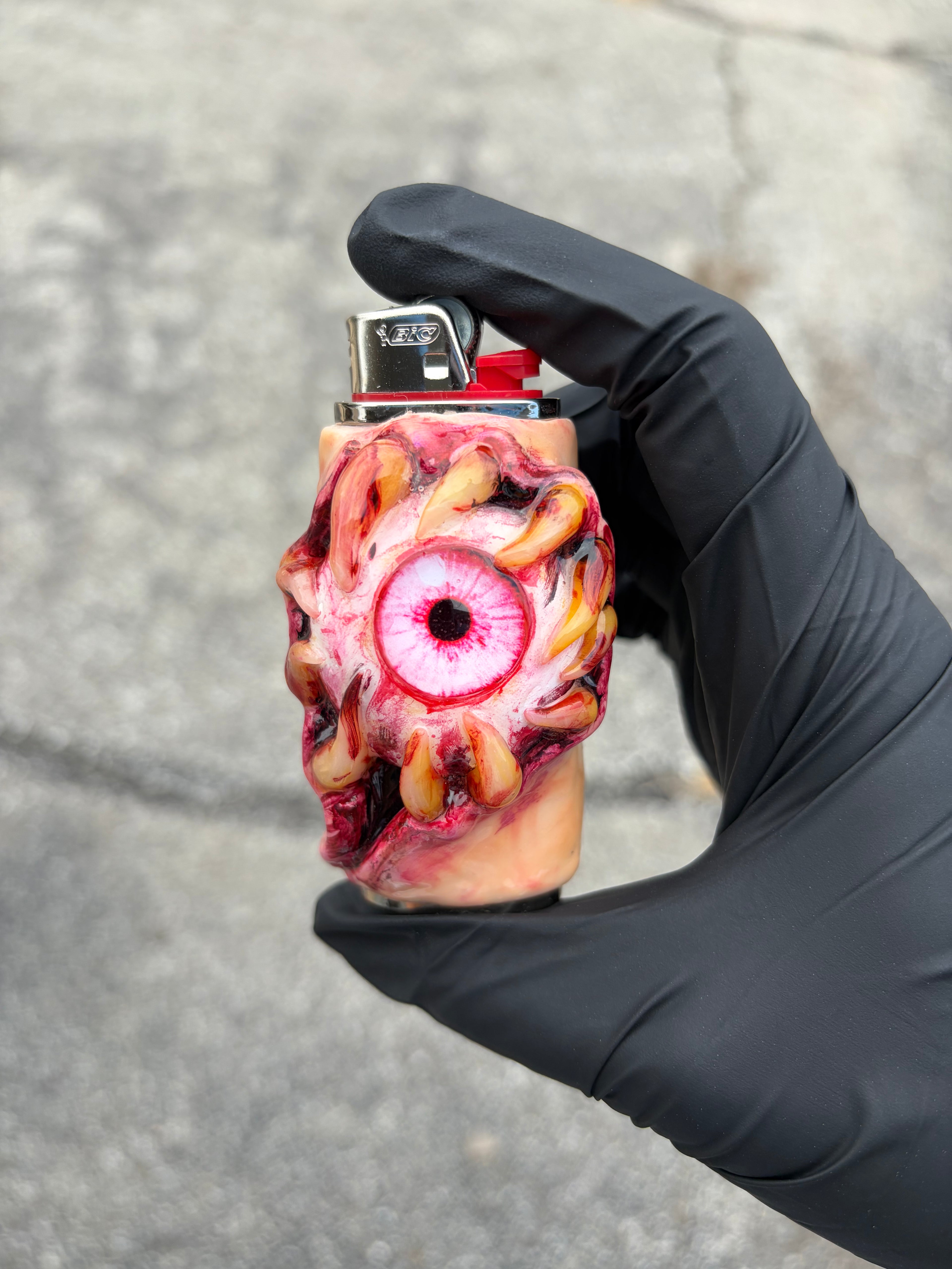 Pink teething eye ball gory lighter case