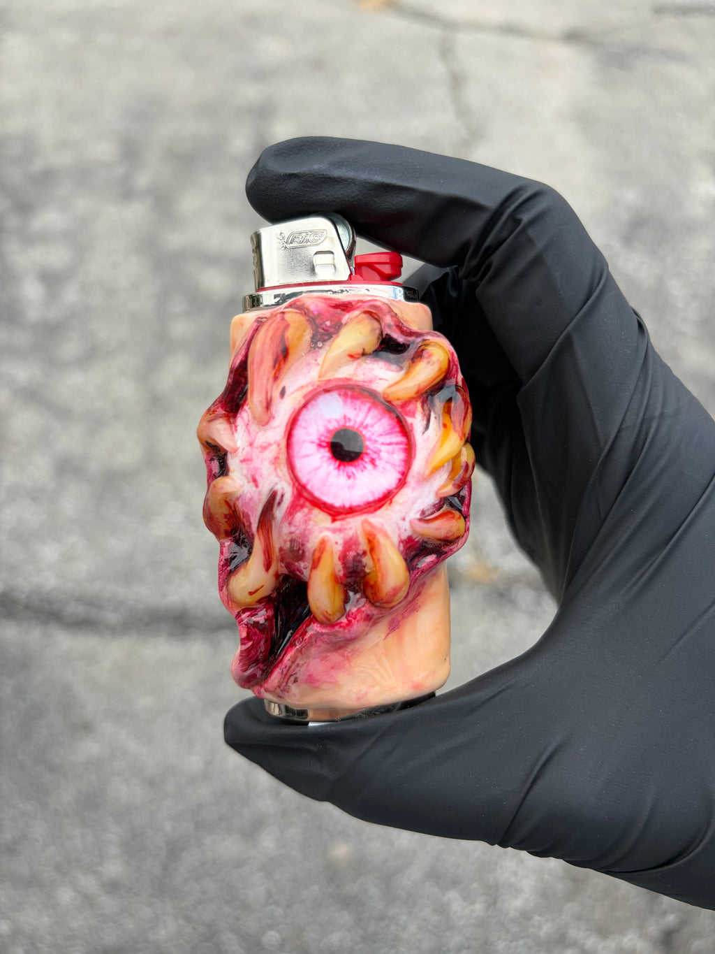 Pink teething eye ball gory lighter case