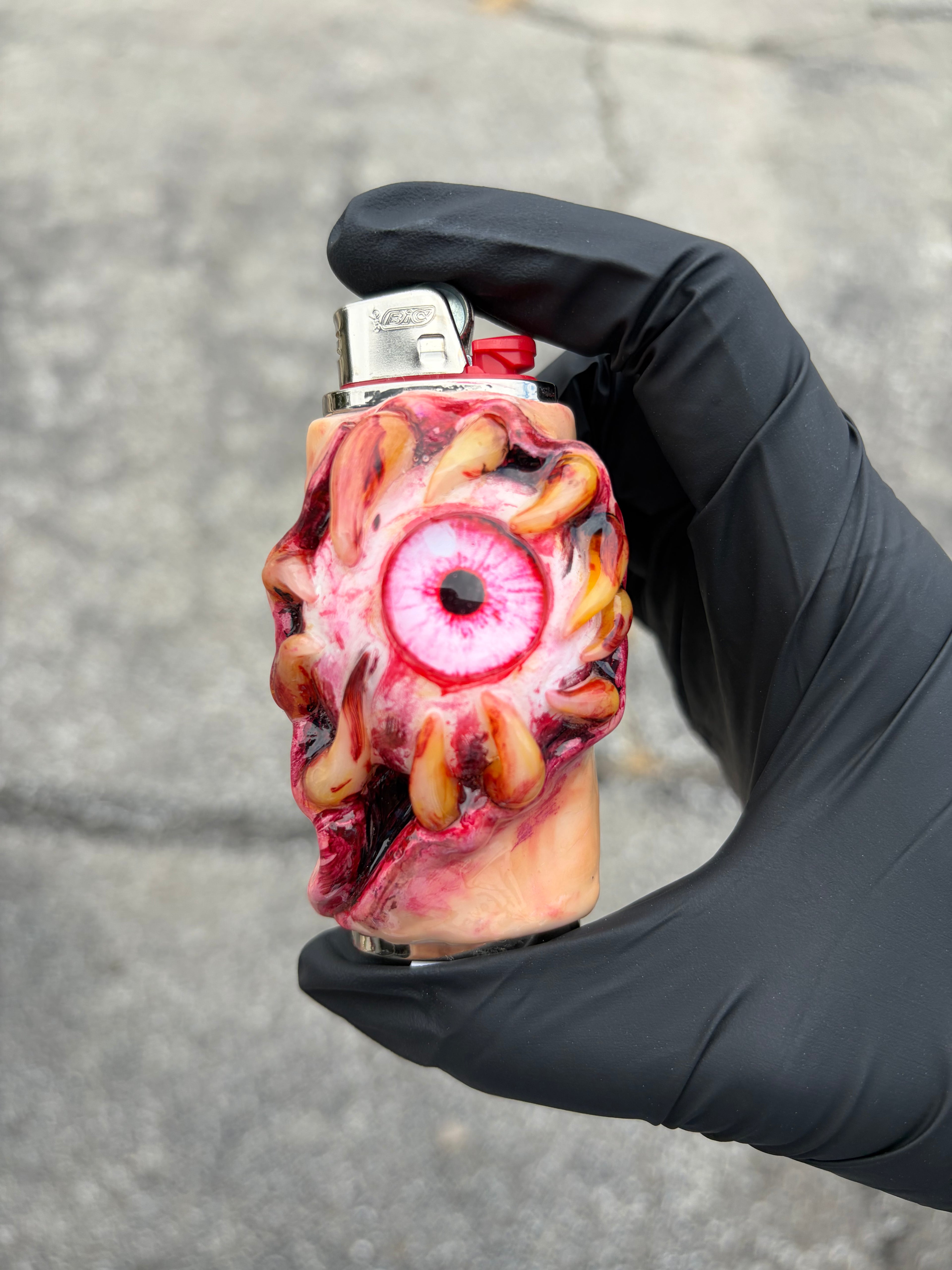 Pink teething eye ball gory lighter case