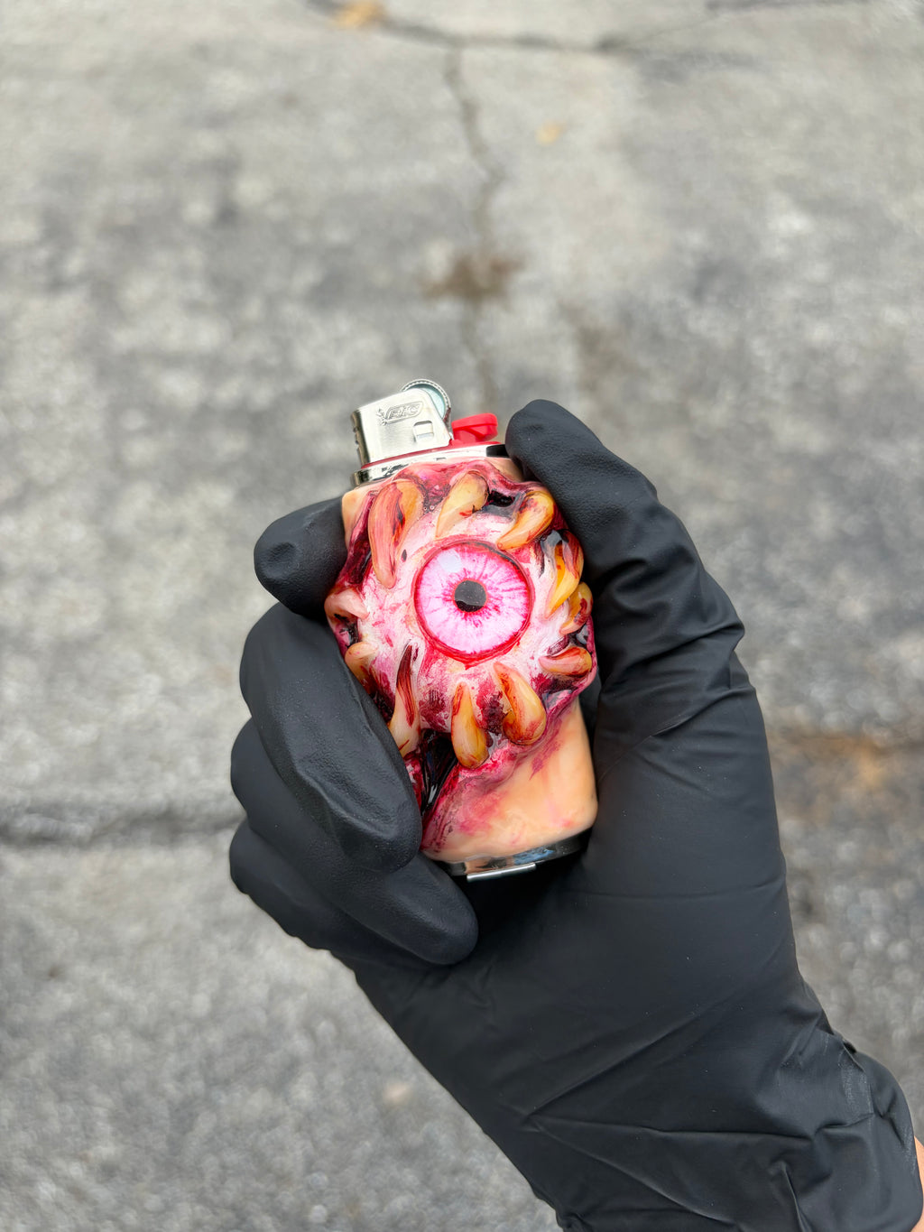 Pink teething eye ball gory lighter case