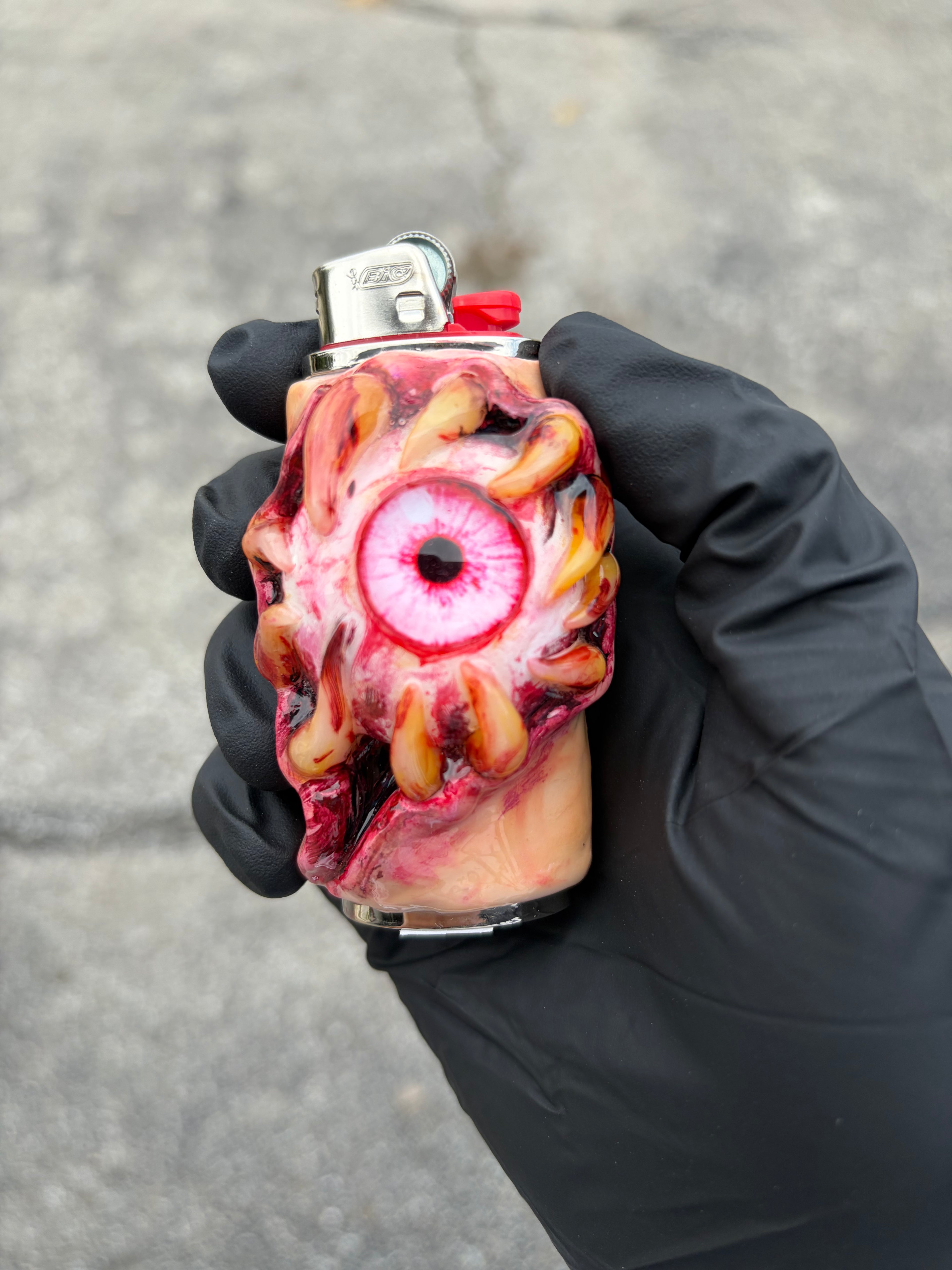 Pink teething eye ball gory lighter case