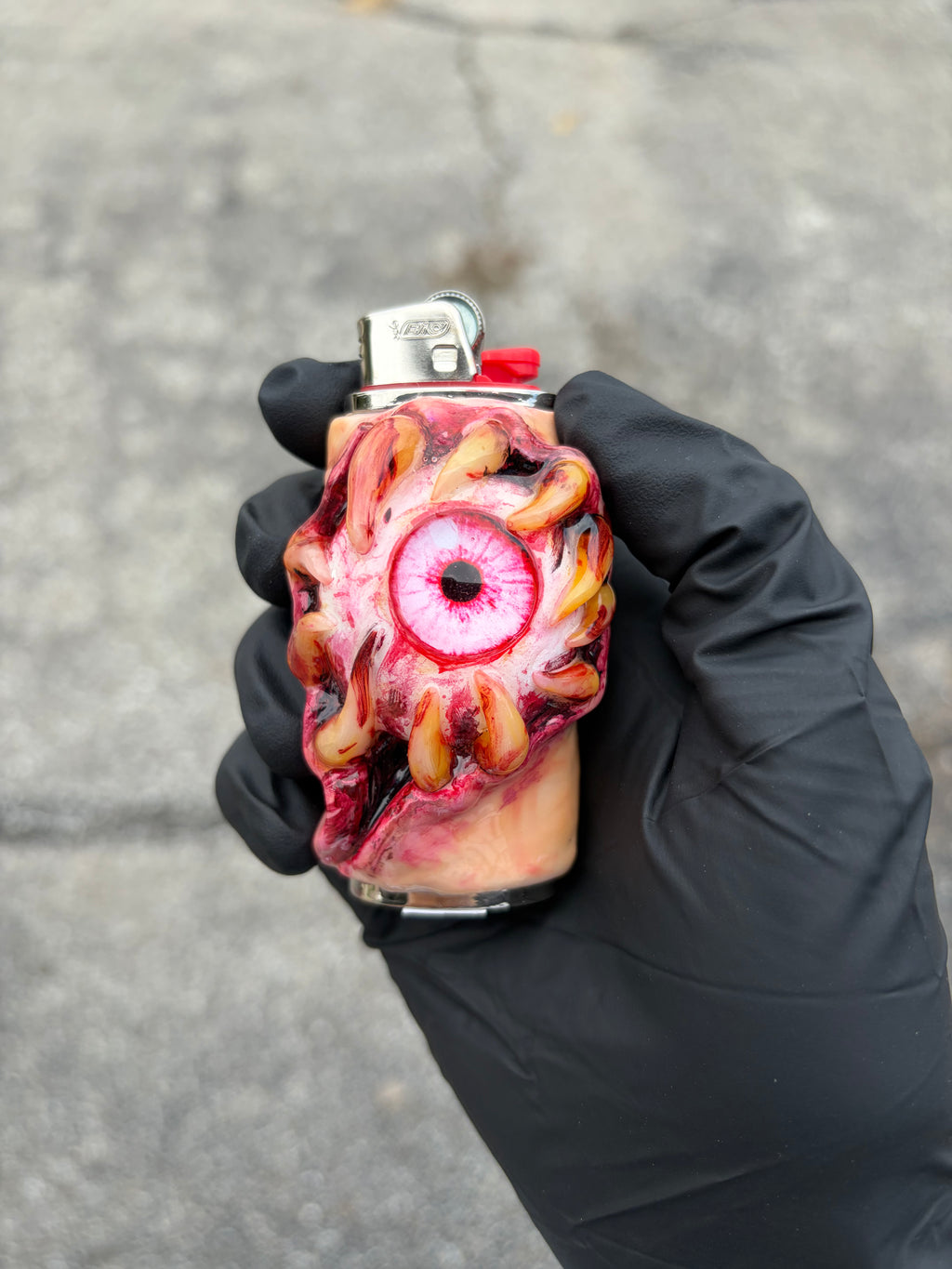 Pink teething eye ball gory lighter case