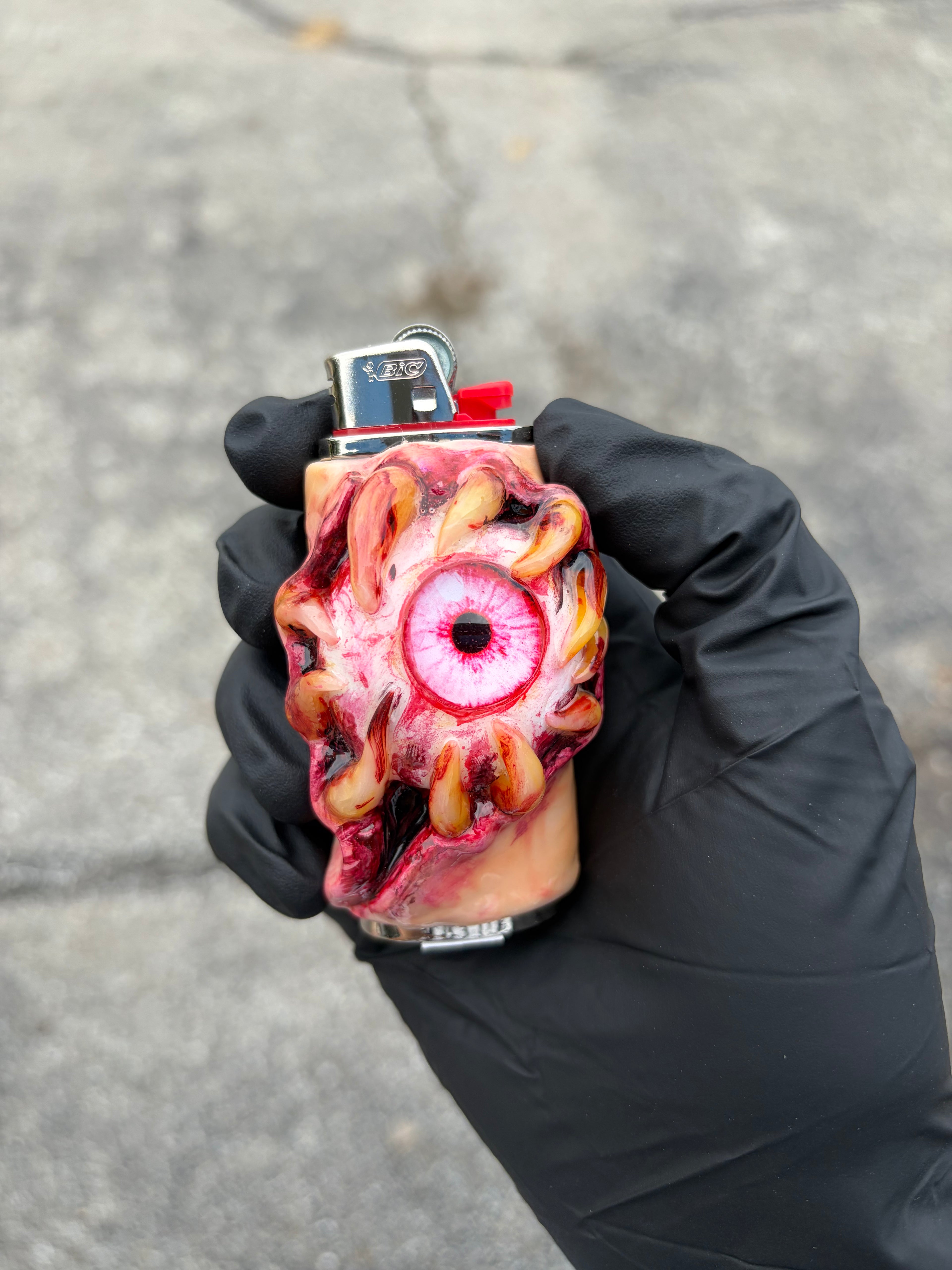 Pink teething eye ball gory lighter case